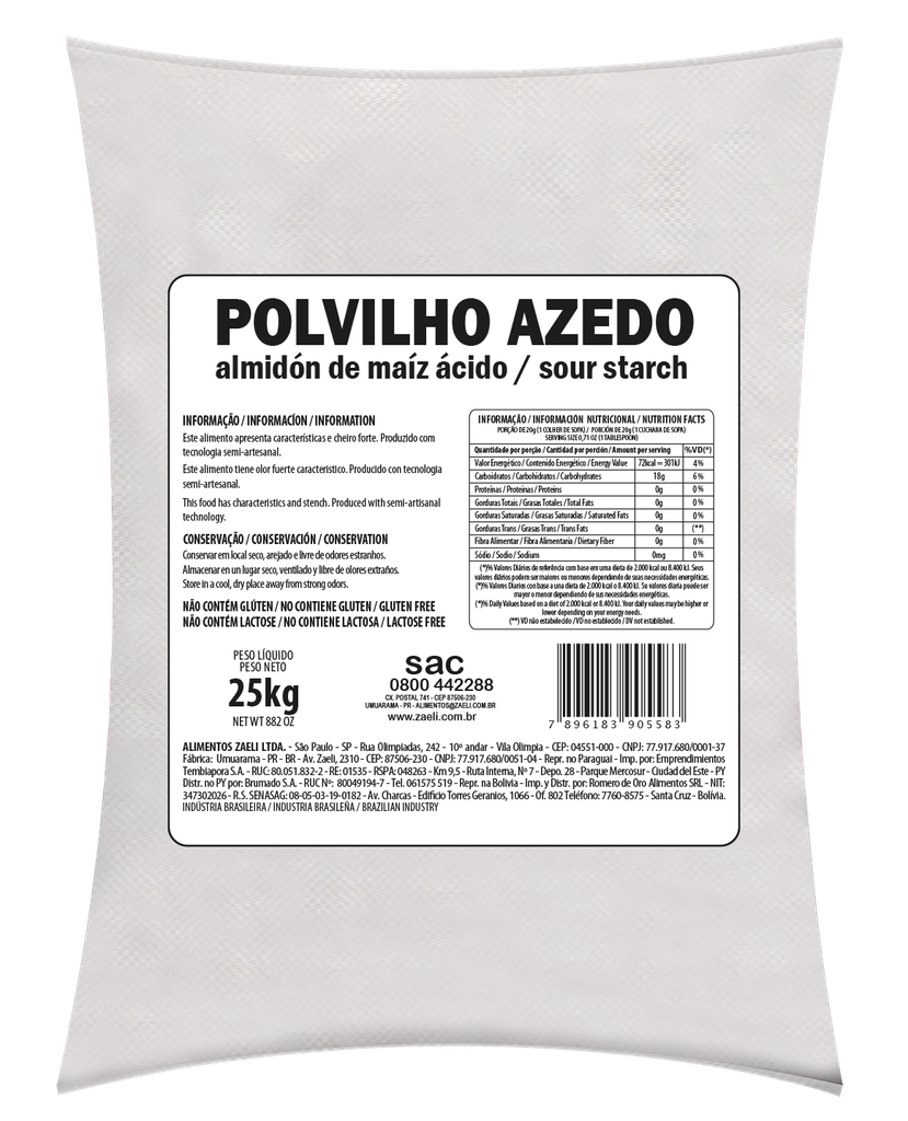 POLVILHO AZEDO ZAELI 25KG