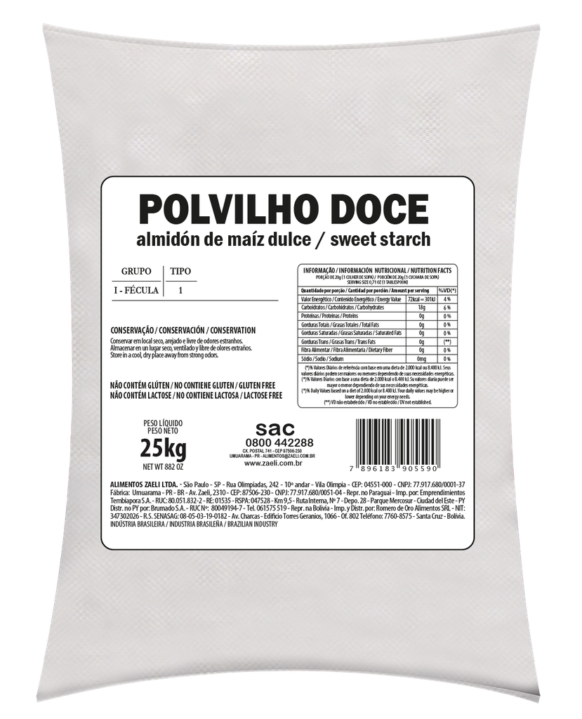 POLVILHO DOCE ZAELI 25KG