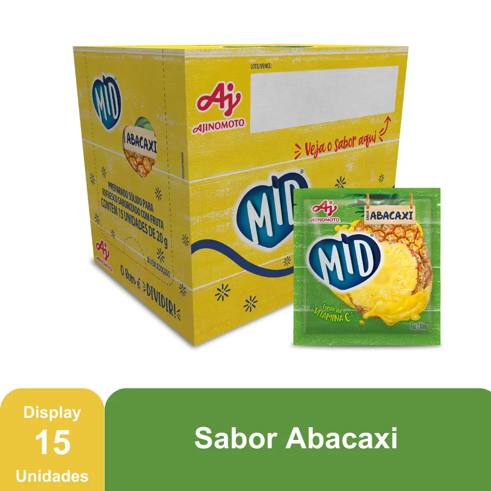MID ABACAXI - REFRESCO EM PÓ 20G x 15 UN (CX 8 DISPLAYS)