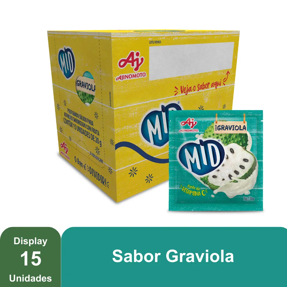 MID GRAVIOLA - REFRESCO EM PÓ 20G x 15 UN (CX 8 DISPLAYS)