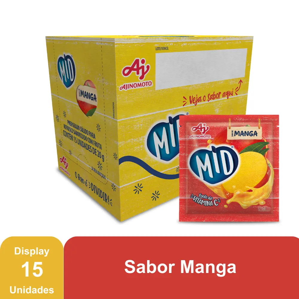 MID MANGA - REFRESCO EM PÓ 20G x 15 UN (CX 8 DISPLAYS)