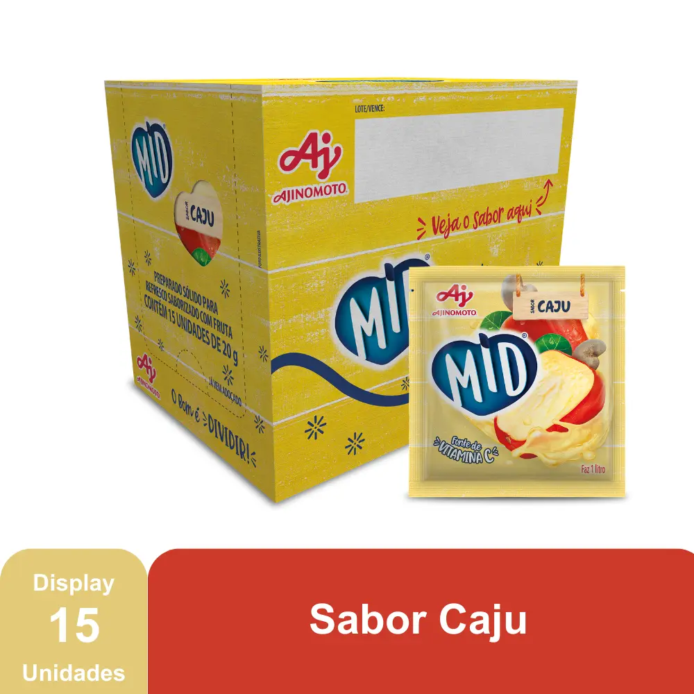 MID CAJU - REFRESCO EM PÓ 20G x 15 UN (CX 8 DISPLAYS)