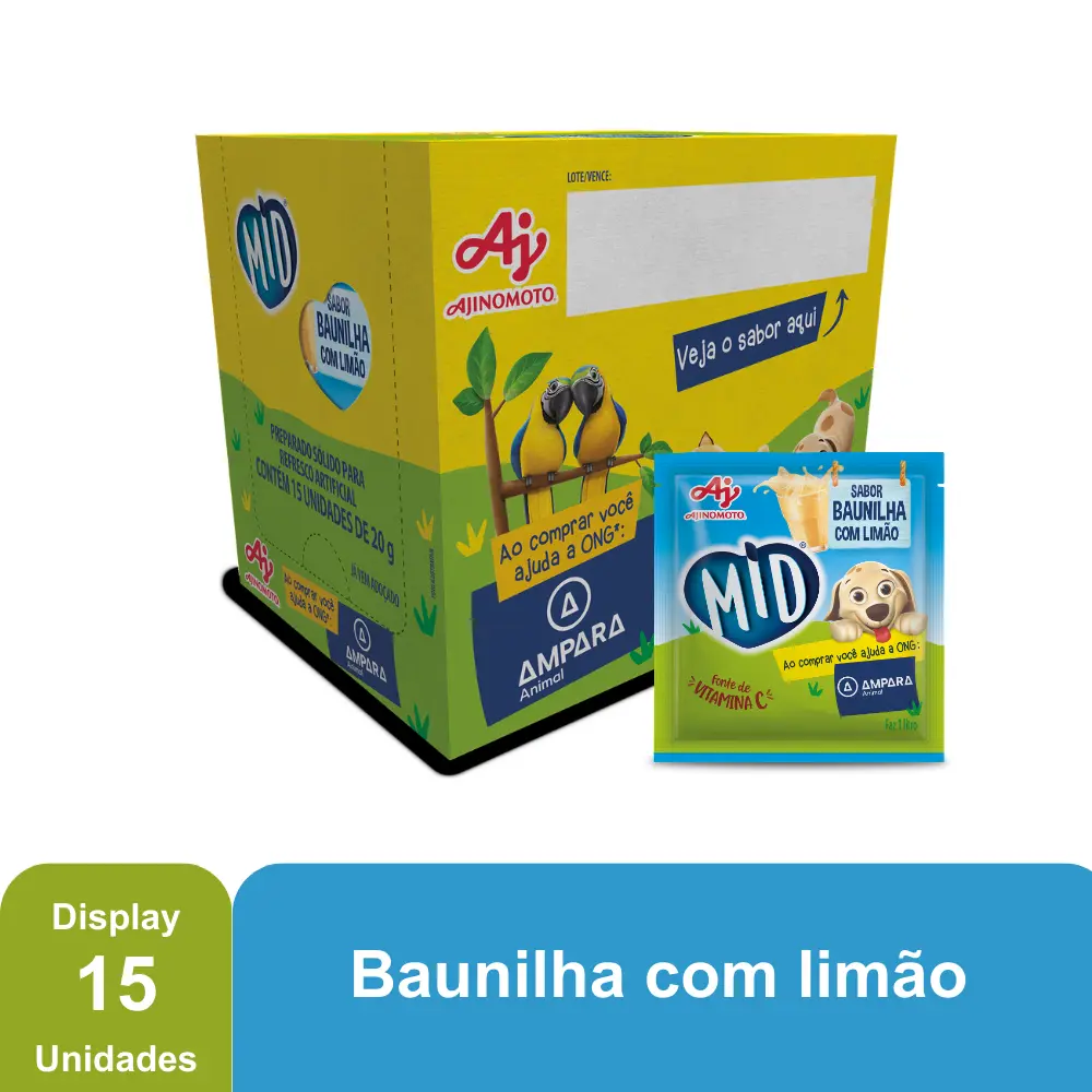 MID BAUNILHA E LIMÃO - REFRESCO EM PÓ 20G x 15 UN (CX 8 DISPLAYS)
