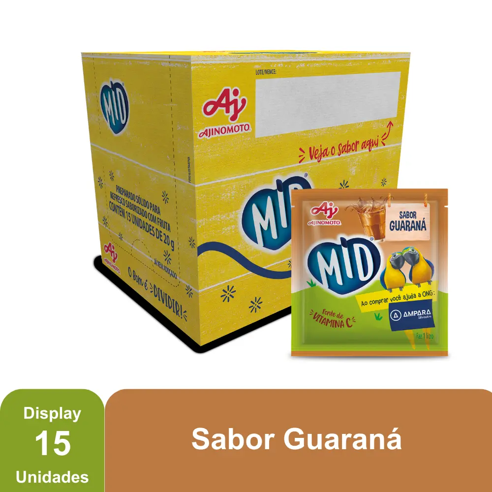MID GUARANÁ - REFRESCO EM PÓ 20G x 15 UN (CX 8 DISPLAYS)