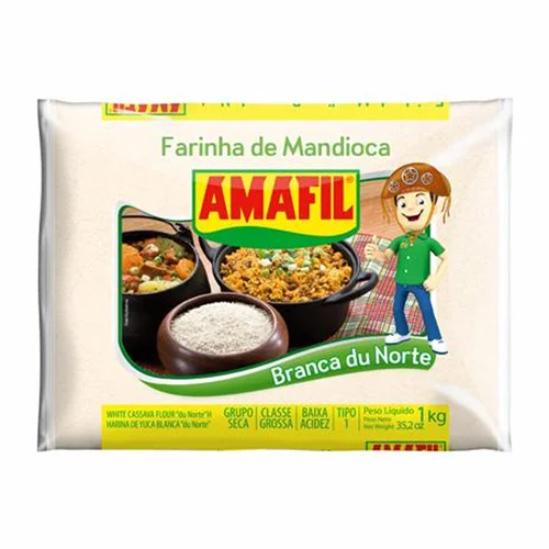 FARINHA DE MANDIOCA BRANCA GROSSA AMAFIL 1KG (20 X 1KG)