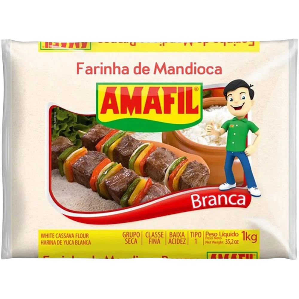 FARINHA DE MANDIOCA BRANCA FINA AMAFIL 1KG (20 X 1KG)