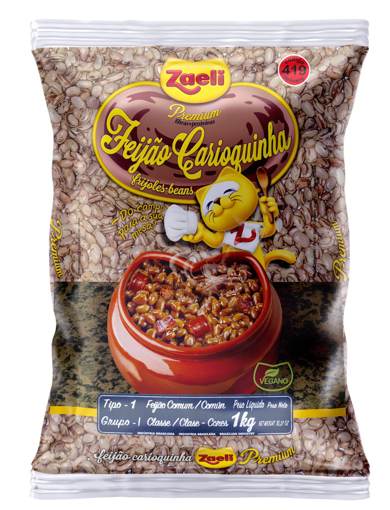 FEIJÃO CARIOCA PREMIUM TIPO 1 ZAELI 1KG (30 X 1 KG)