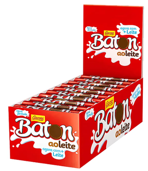 BATON GAROTO CHOCOLATE AO LEITE - DISPLAY C/ 30 X 16GR (32 X  480 GR)