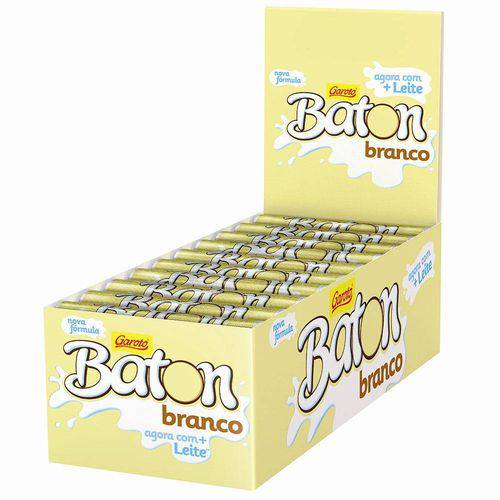 BATON GAROTO CHOCOLATE BRANCO - DISPLAY C/ 30 X 16GR (32 X  480 GR)