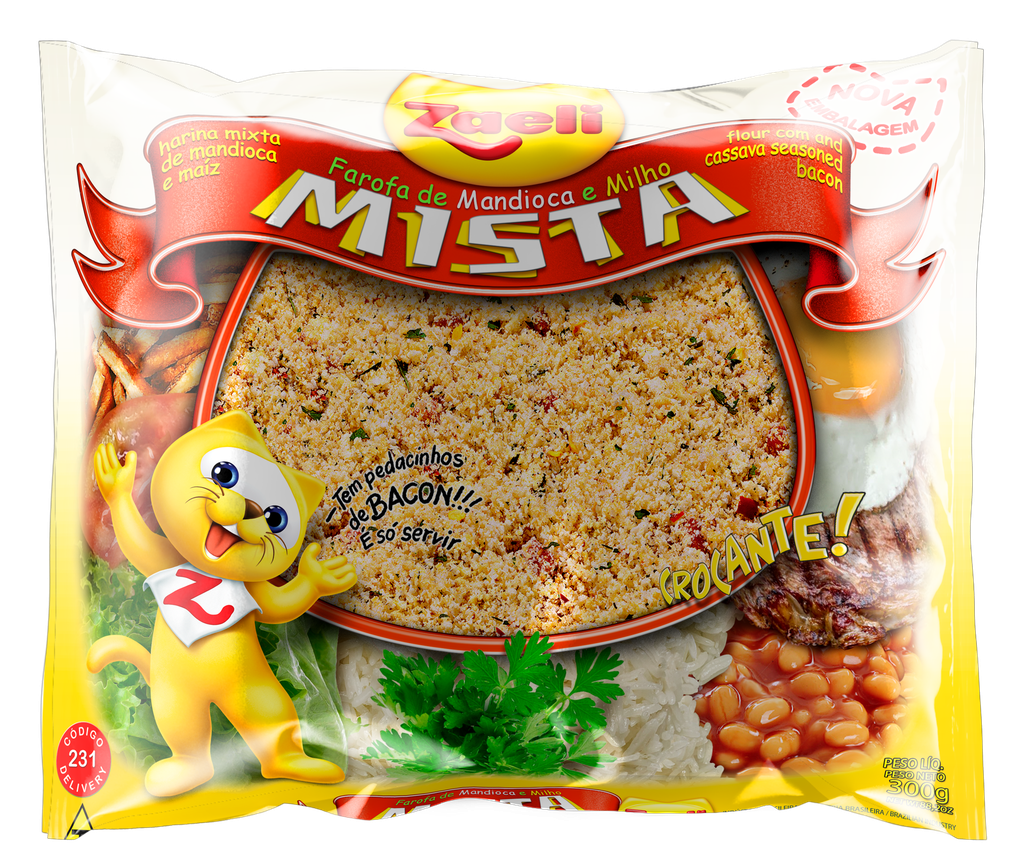 FAROFA MISTA - MANDIOCA E MILHO ZAELI 300G (14 X 300GR)