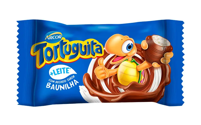 CHOCOLATE TORTUGUITA AO LEITE COM RECHEIO DE BAUNILHA DISPLAY 24 X 15,5GR (12 X 372GR)