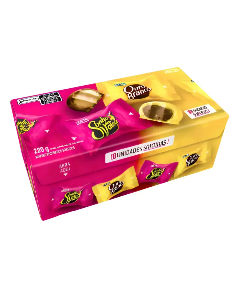 CAIXA DE BOMBOM MIX OURO BRANCO E SONHO DE VALSA 220GR (30 X 220GR)