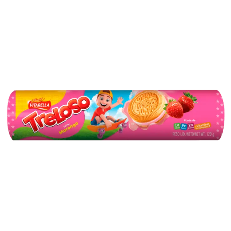 BISCOITO RECHEADO TRELOSO 120G MORANGO (36 X 120GR)