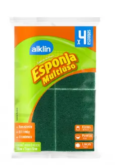 ESPONJA ABRASIVA DUPLA FACE ALKLIN C/4 UN (CX C/ 60 UNIDADES)