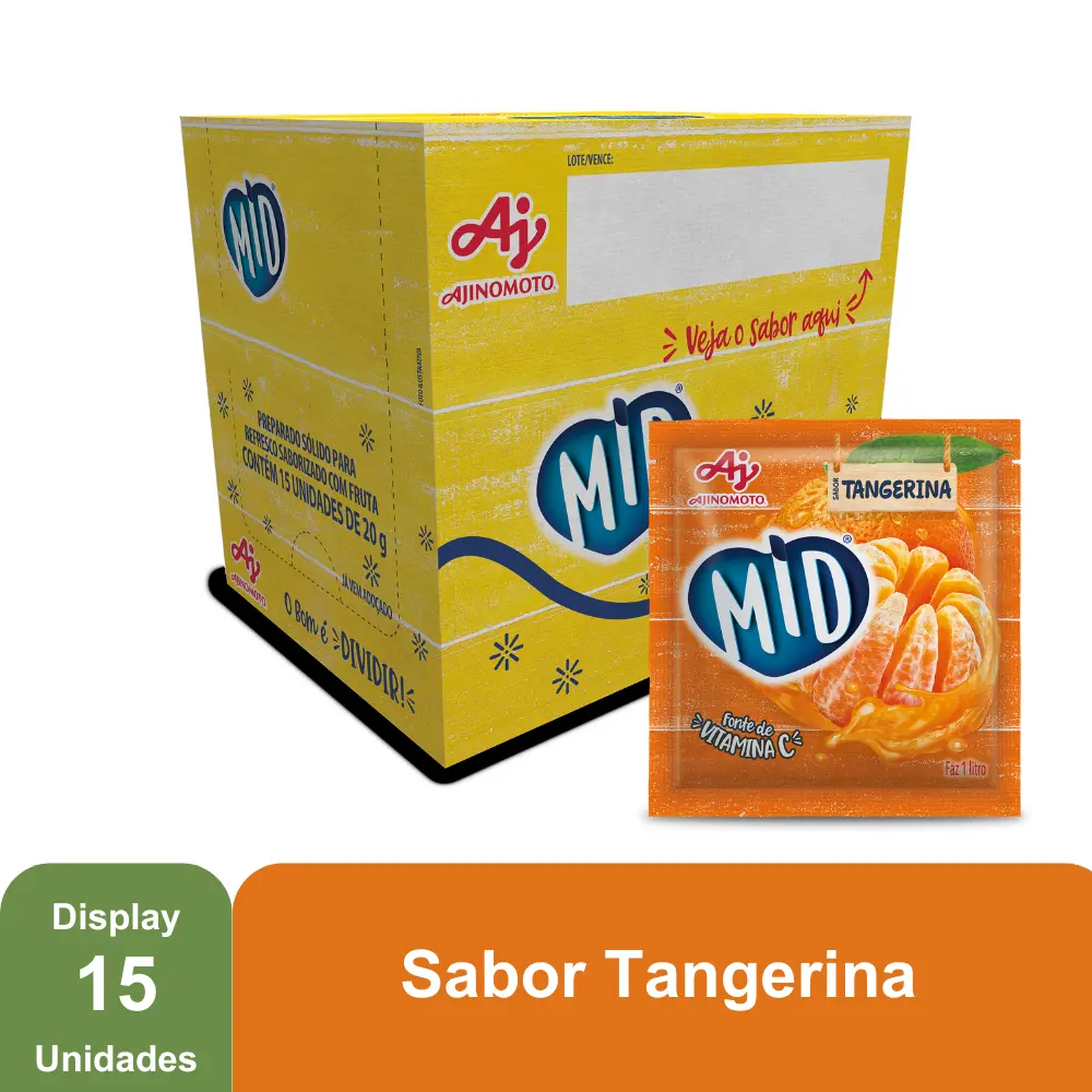 MID TANGERINA - REFRESCO EM PÓ 20G x 15 UN (CX 8 DISPLAYS)