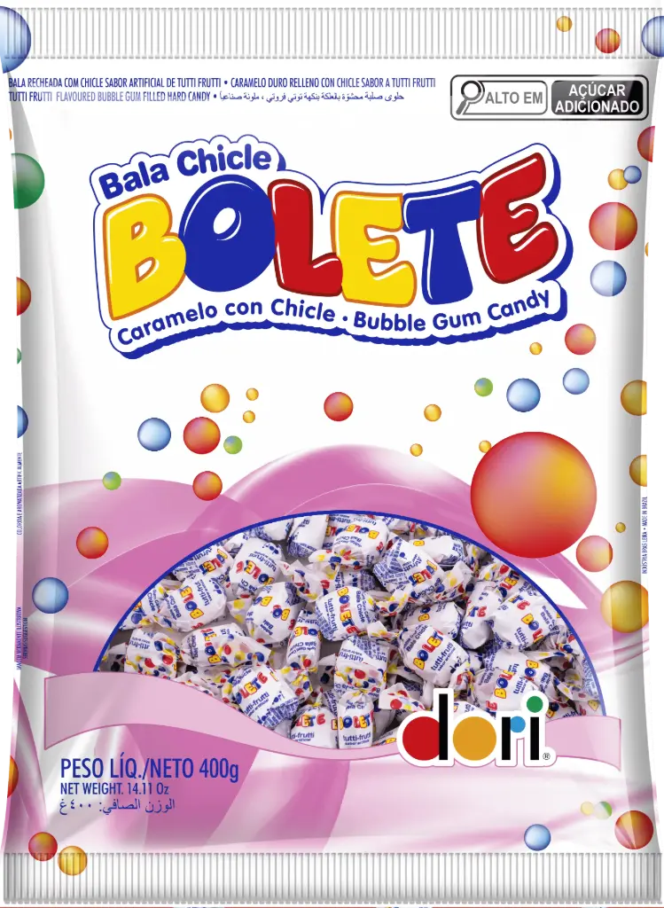 BALA COM CHICLETE BOLETE DORI 400GR (24 X 400GR)