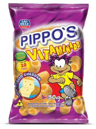 SALGADINHO PIPPOS 30GR QUEIJO CHEDDAR (50 X 30 GR)