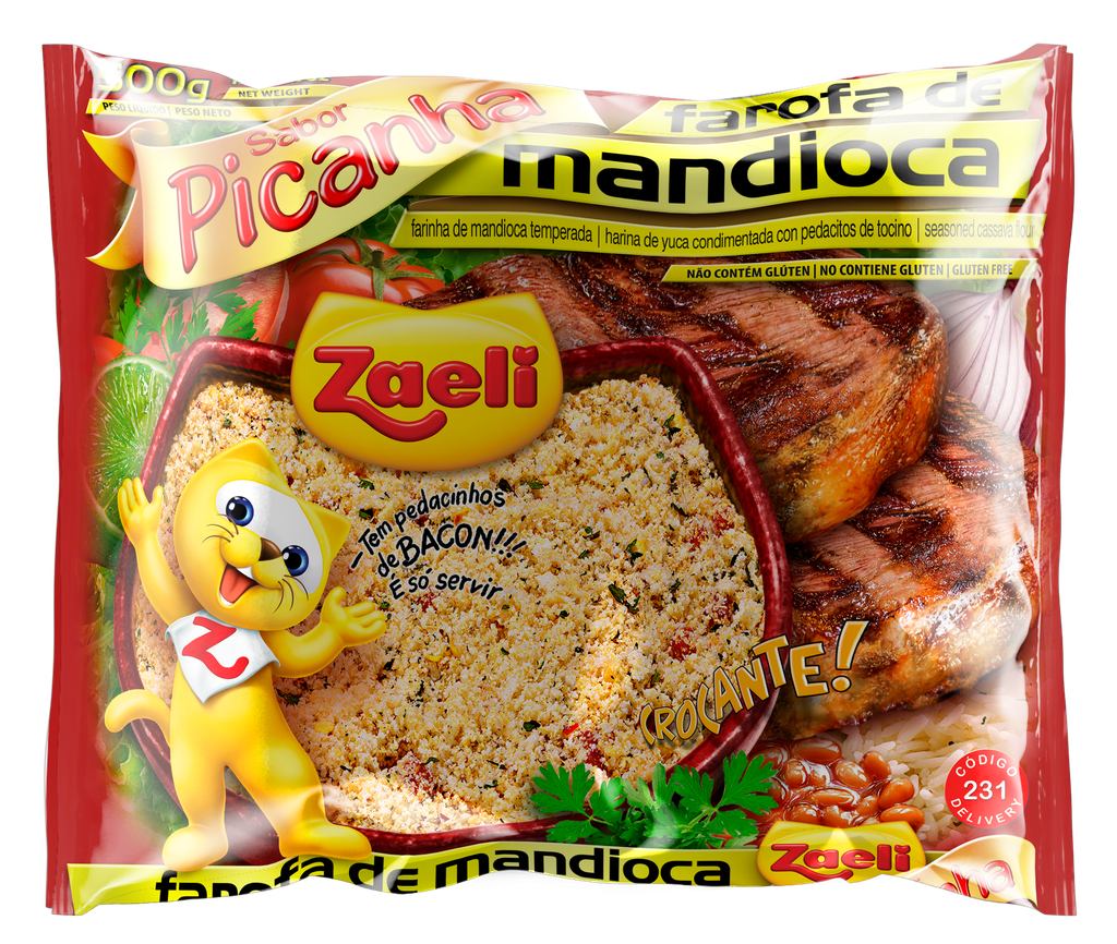 FAROFA ZAELI MANDIOCA PICANHA 500G