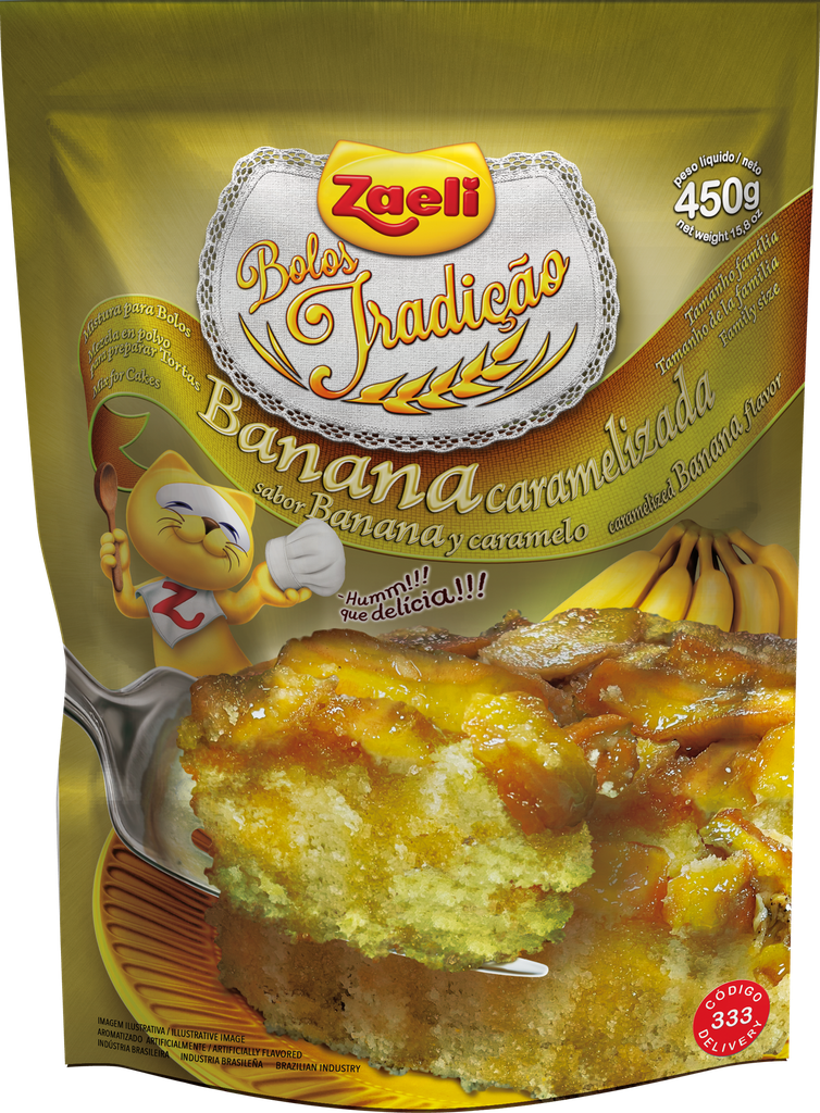 MISTURA DE BOLO BANANA CARAMELIZADA ZAELI 450G (12 X 450GR)