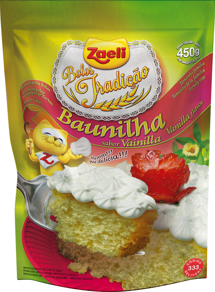 MISTURA DE BOLO BAUNILHA ZAELI 450G (12 X 450GR)