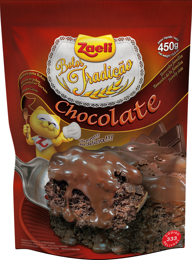MISTURA DE BOLO CHOCOLATE ZAELI 450G (12 X 450GR)