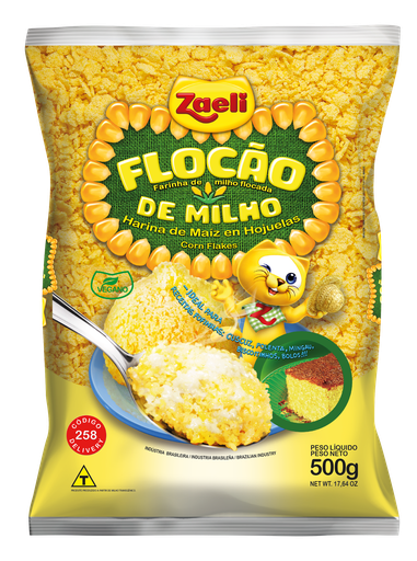 [ZA018] FLOCÃO DE MILHO ZAELI 500G (30 X 500 GR)