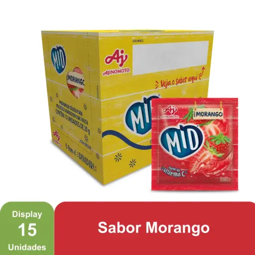 [AJ0019] MID MORANGO - REFRESCO EM PÓ 20G x 15 UN (CX 8 DISPLAYS)