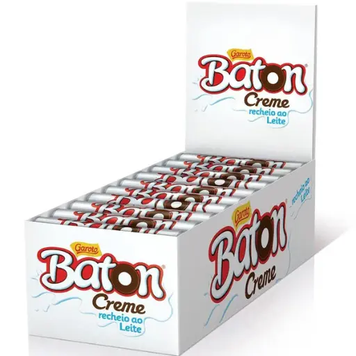 [NE0027] BATON GAROTO RECHEADO CREME AO LEITE - DISPLAY C/ 30 X 16GR (32 X  480 GR)