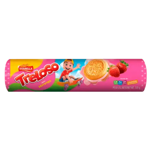 [VT0003] BISCOITO RECHEADO TRELOSO 120G MORANGO (36 X 120GR)