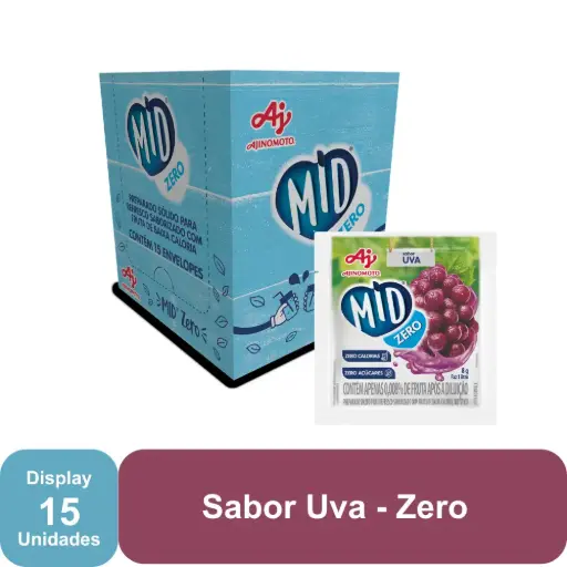 [AJ0032] MID UVA ZERO AÇÚCAR - REFRESCO EM PÓ 8G x 15 UN (CX 8 DISPLAYS)